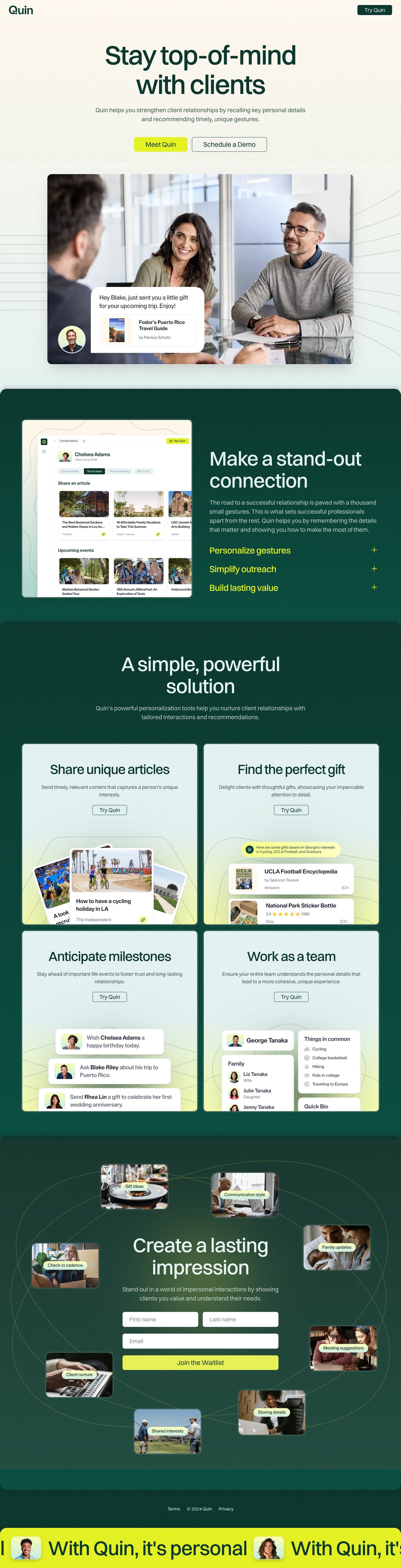 Quin Website Screenshot