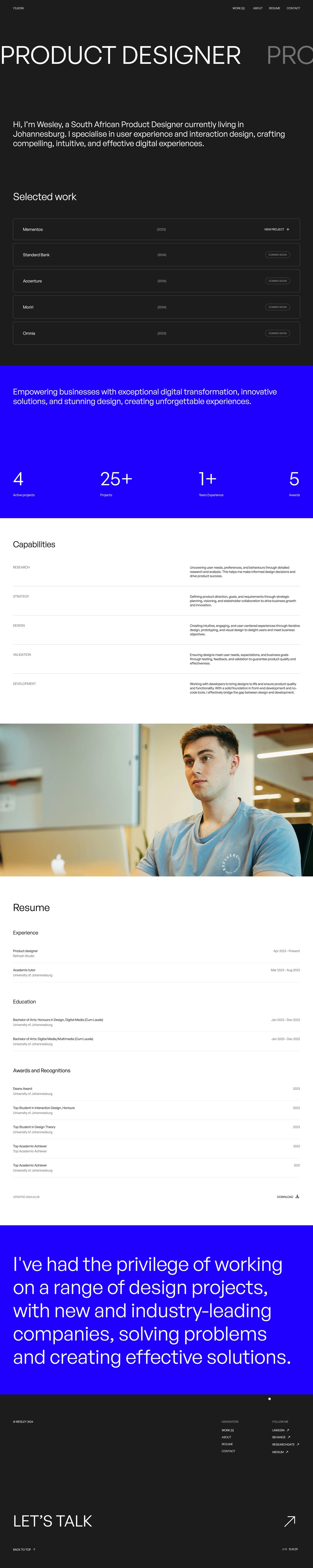 Wesley Naude Website Screenshot