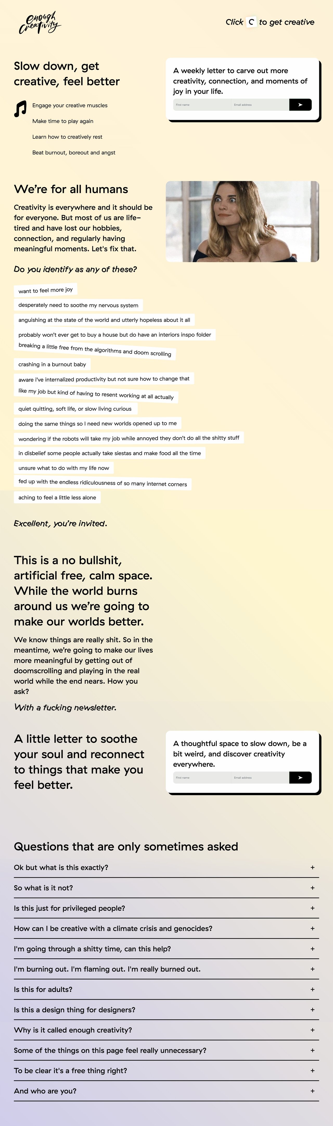 Enough Creativity Website Screenshot