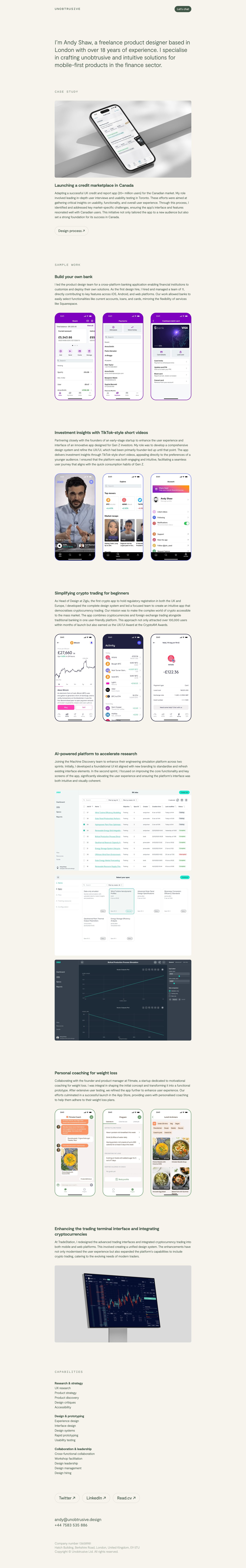 Unobtrusive Website Screenshot