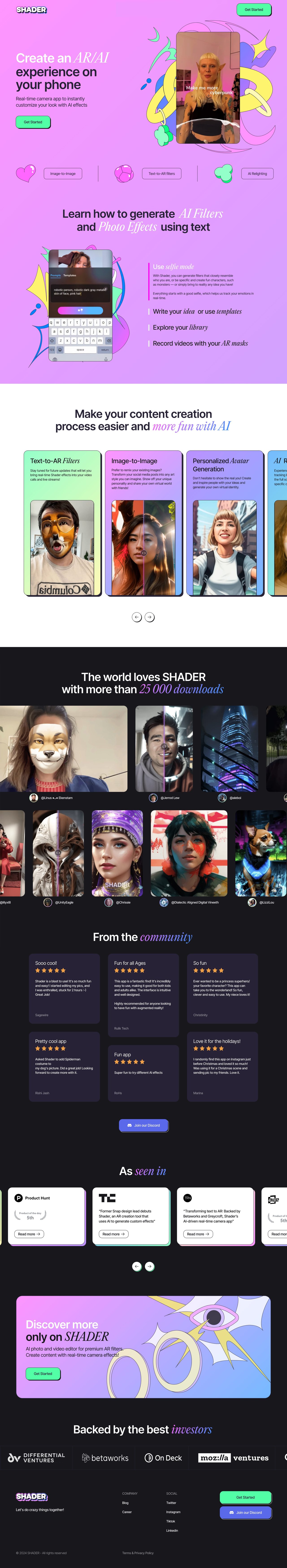 Shader Website Screenshot