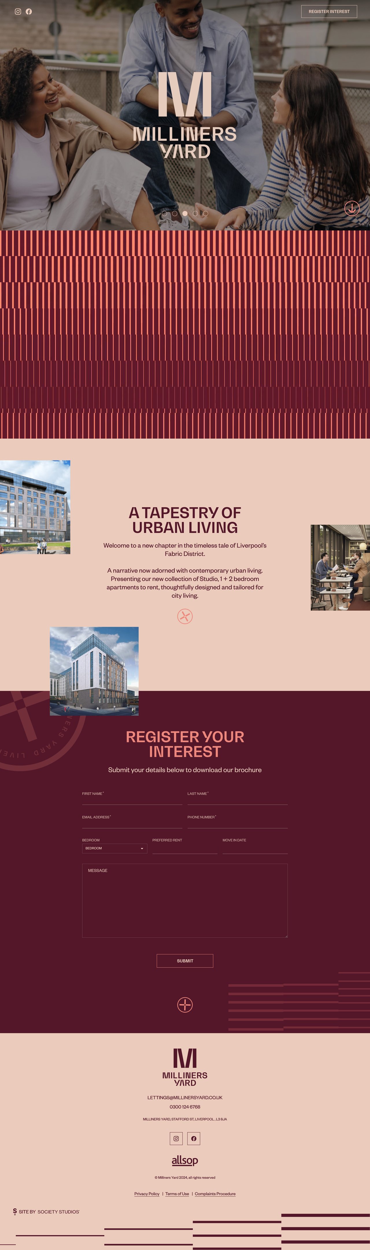 Milliners Yard Website Screenshot