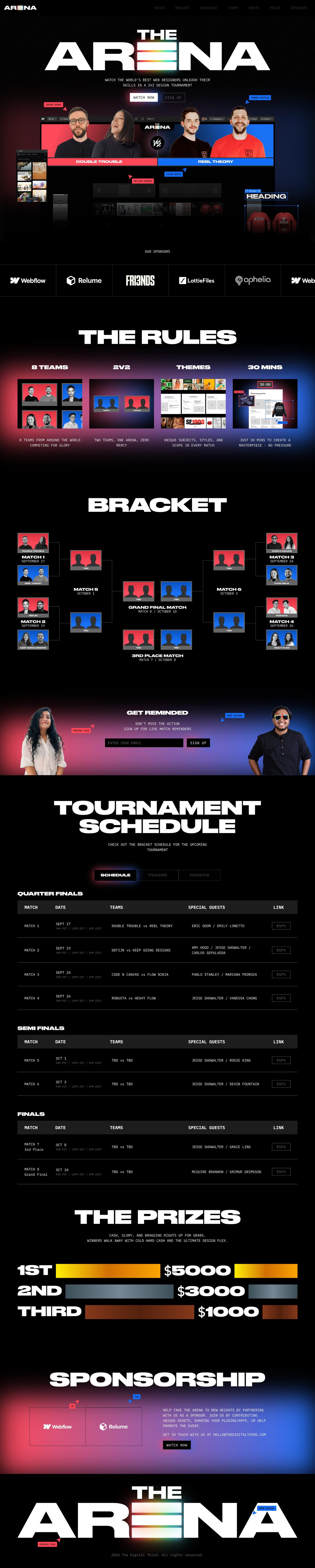 The Arena Website Screenshot