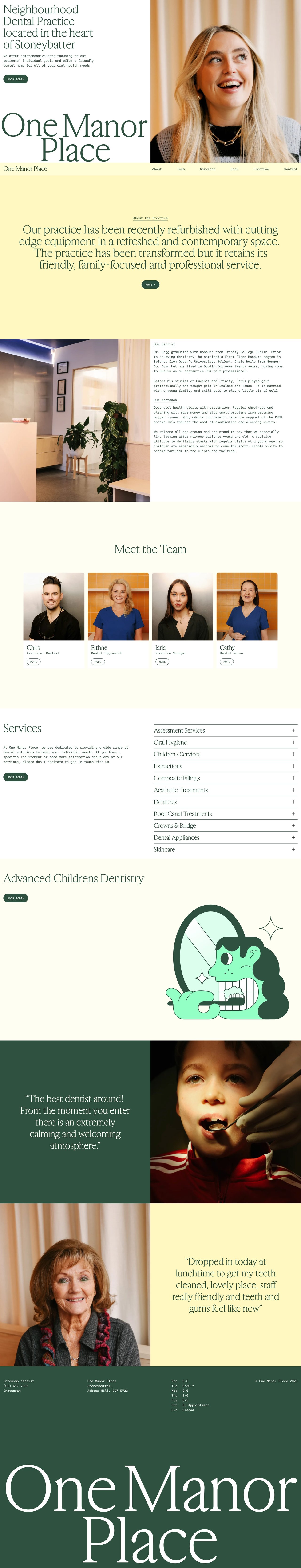 One Manor Place Website Screenshot