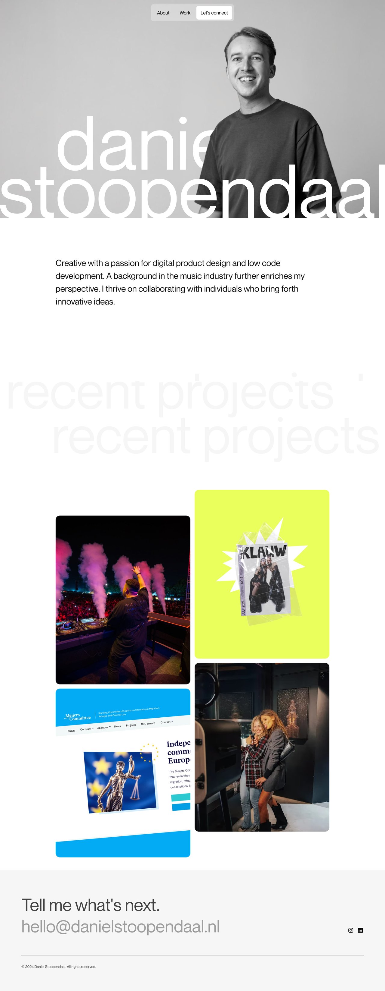 Daniel Stoopendaal Website Screenshot