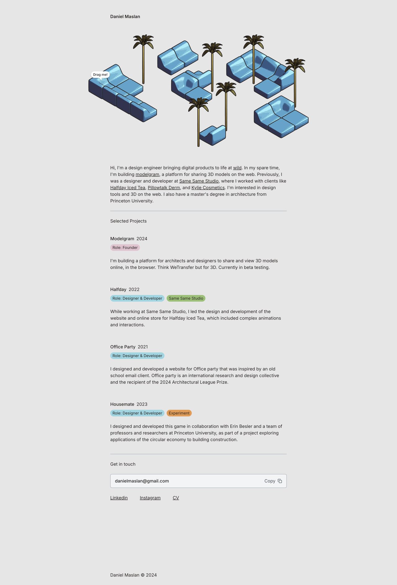 Daniel Maslan Website Screenshot