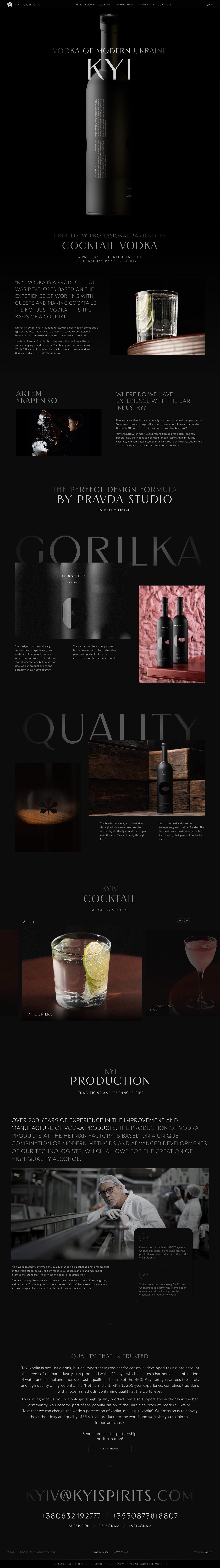 KYI Vodka Website Screenshot