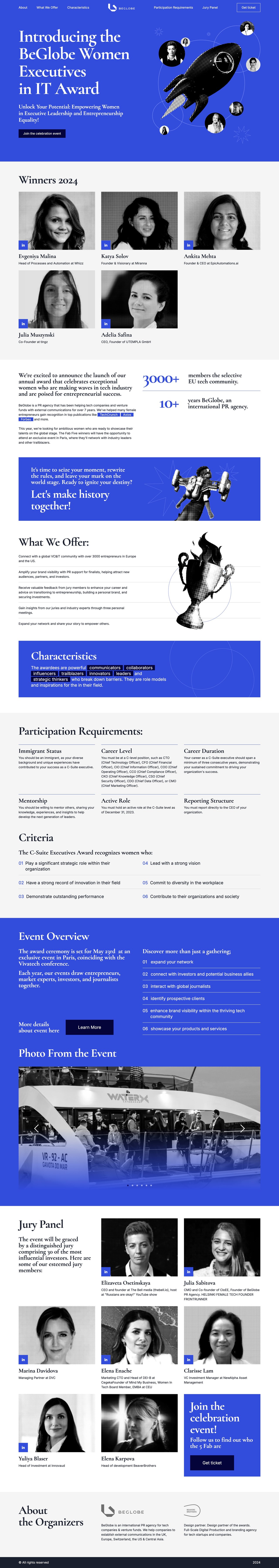 Women Executives in IT Award Website Screenshot