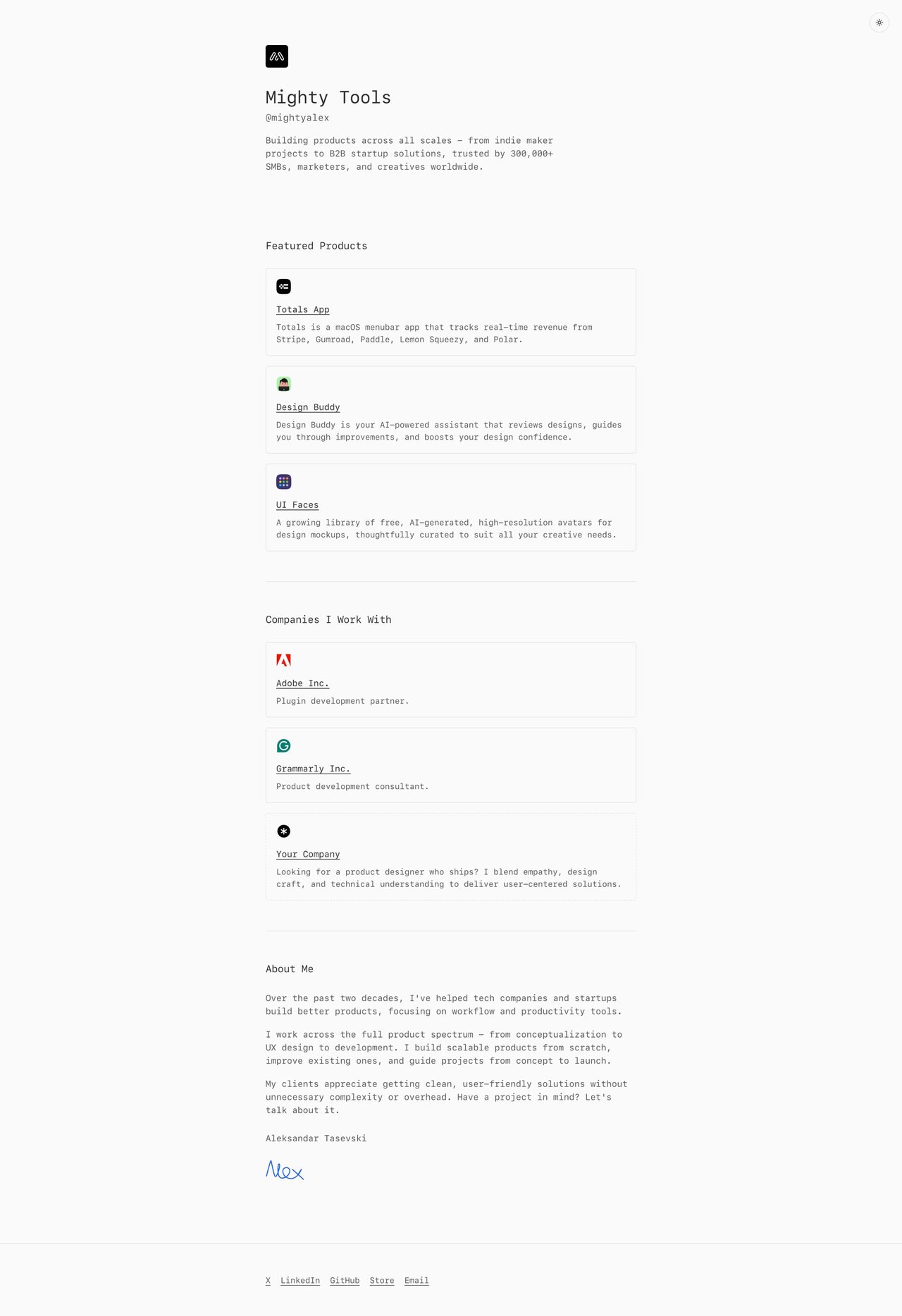 Mighty Tools Website Screenshot