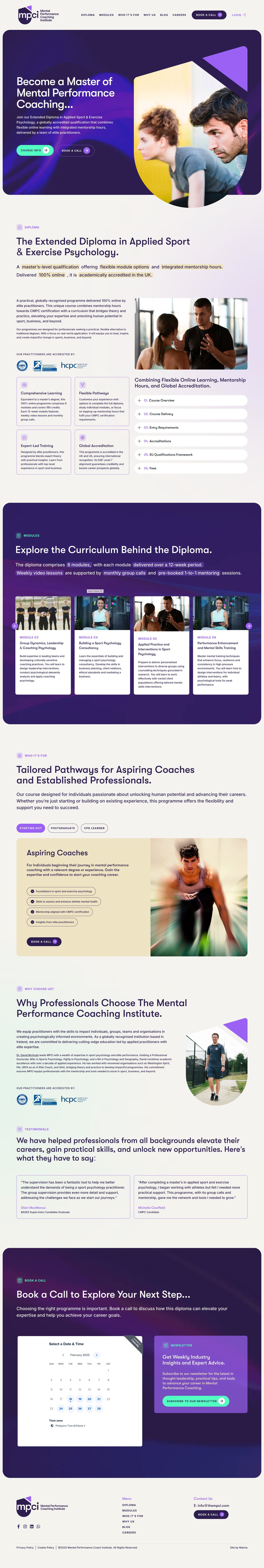 Mental Performance Coach Institute Website Screenshot