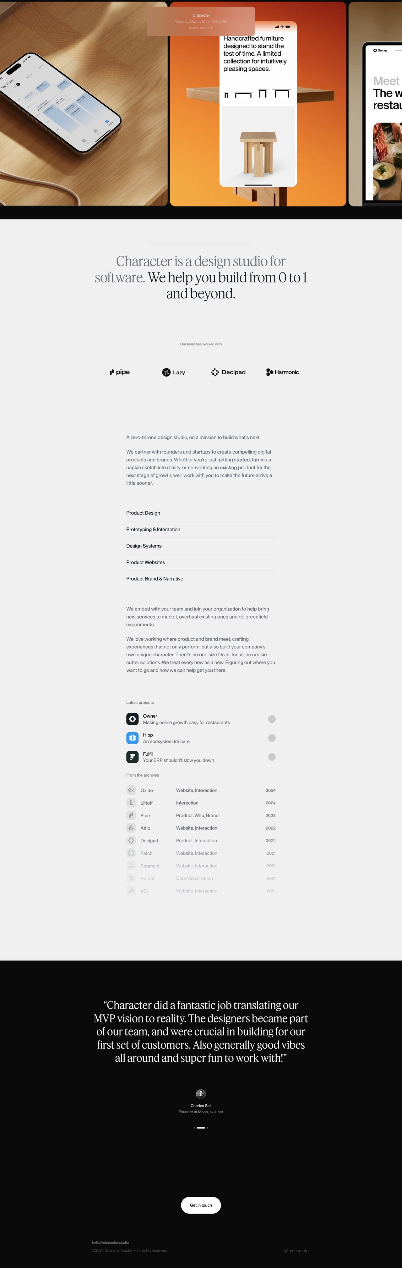 Character Website Screenshot