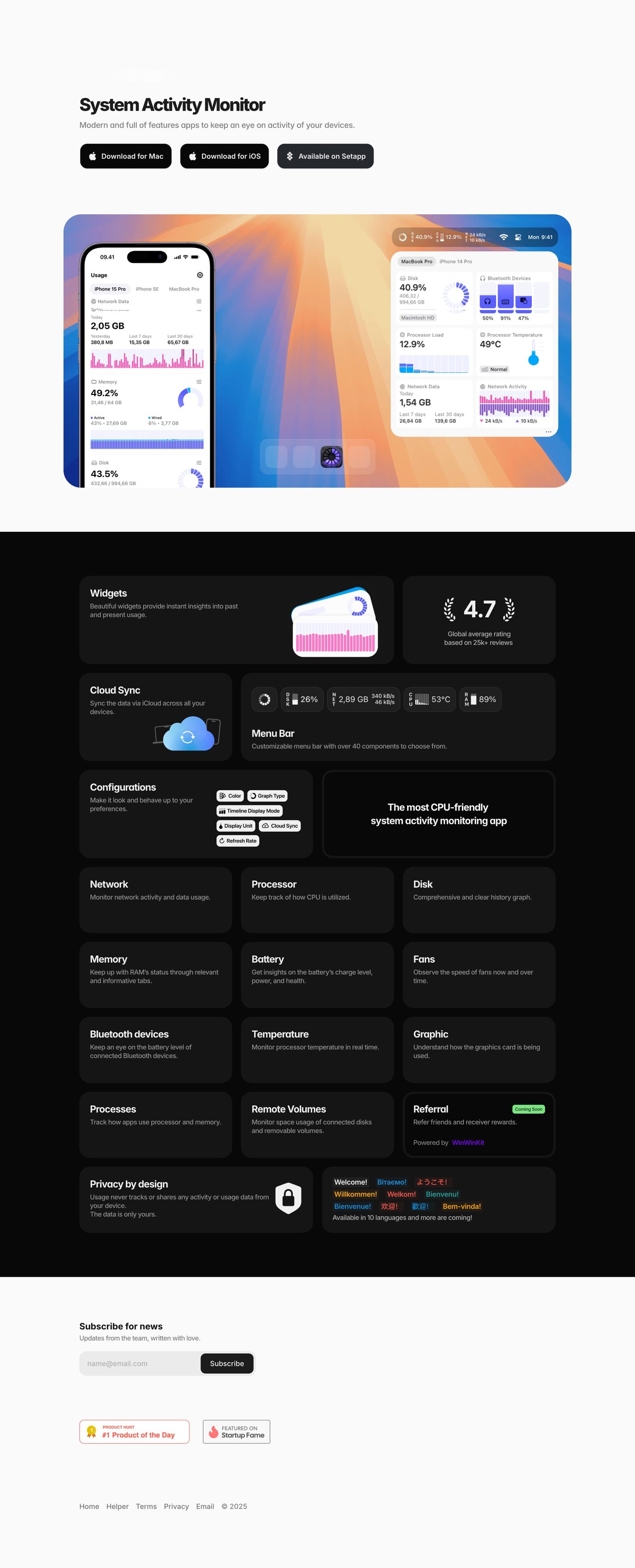 Usage Website Screenshot