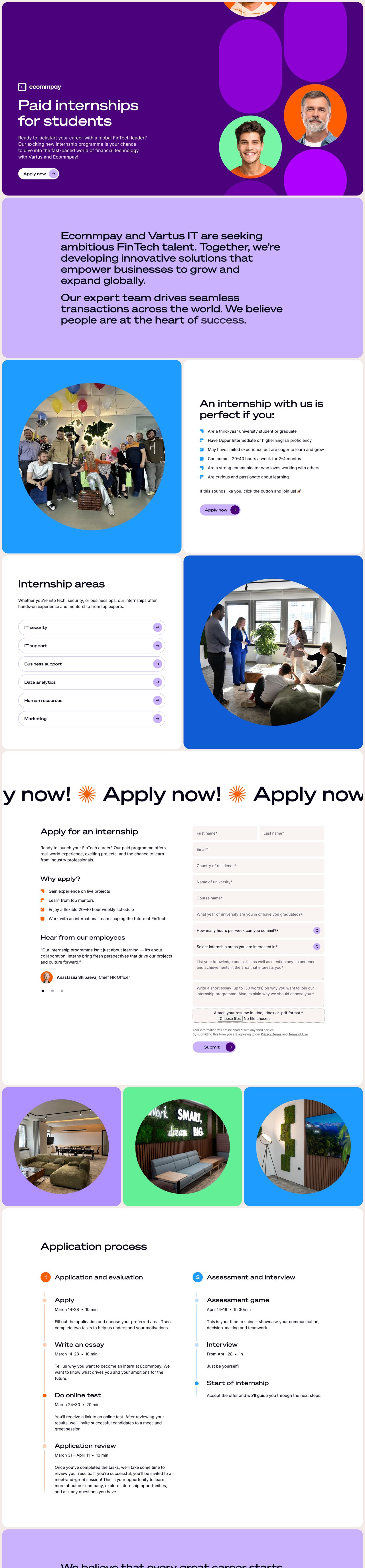 Paid internships for students Website Screenshot