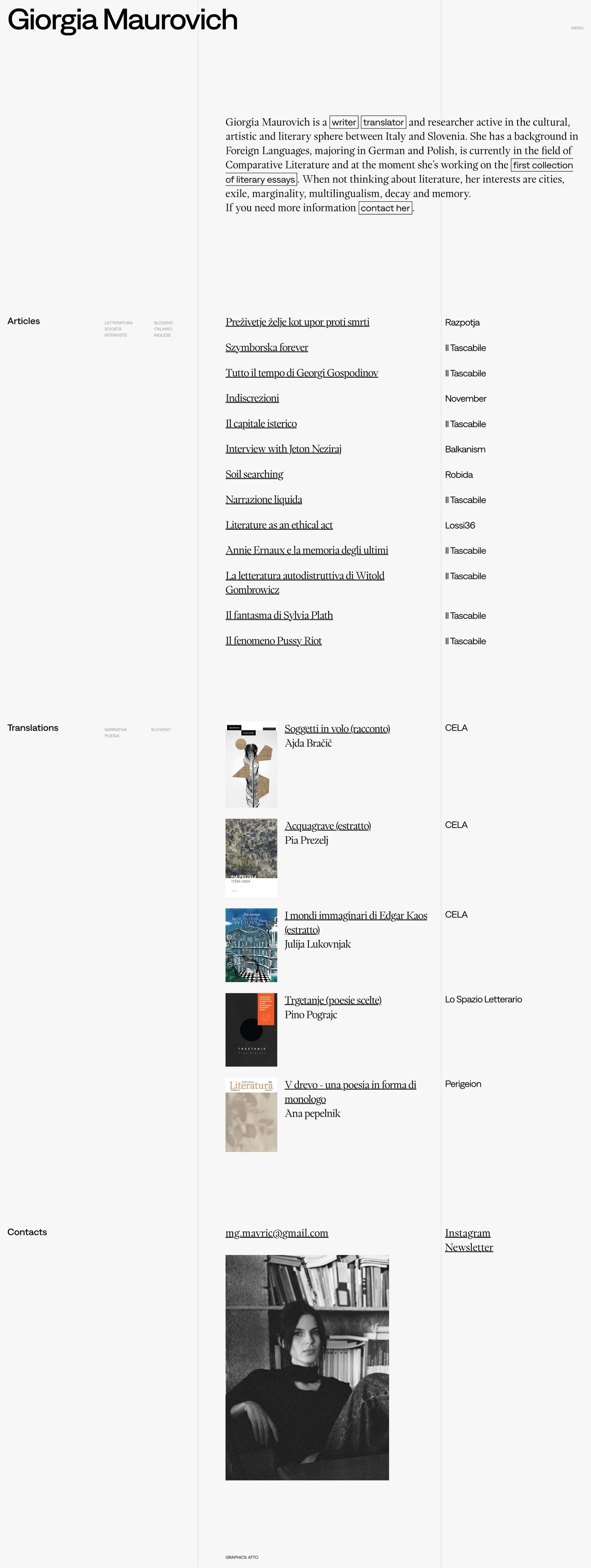 Giorgia Maurovich Website Screenshot