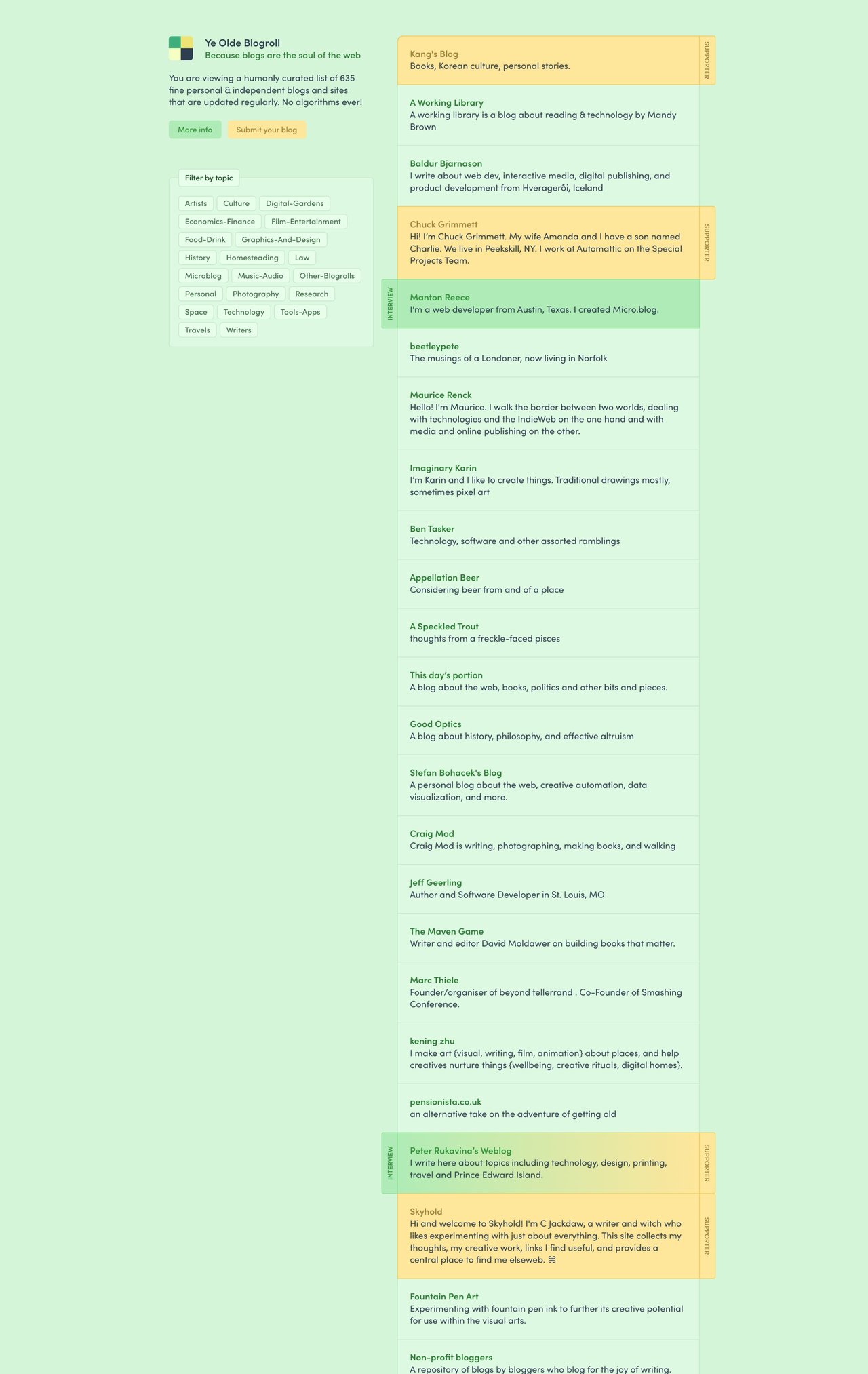 Ye Olde Blogroll Website Screenshot