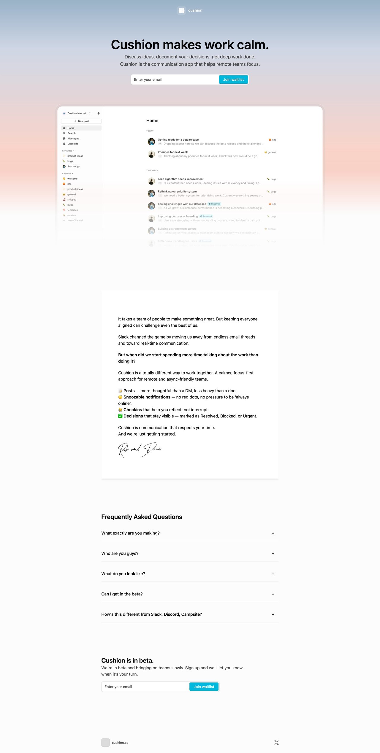 Cushion Website Screenshot