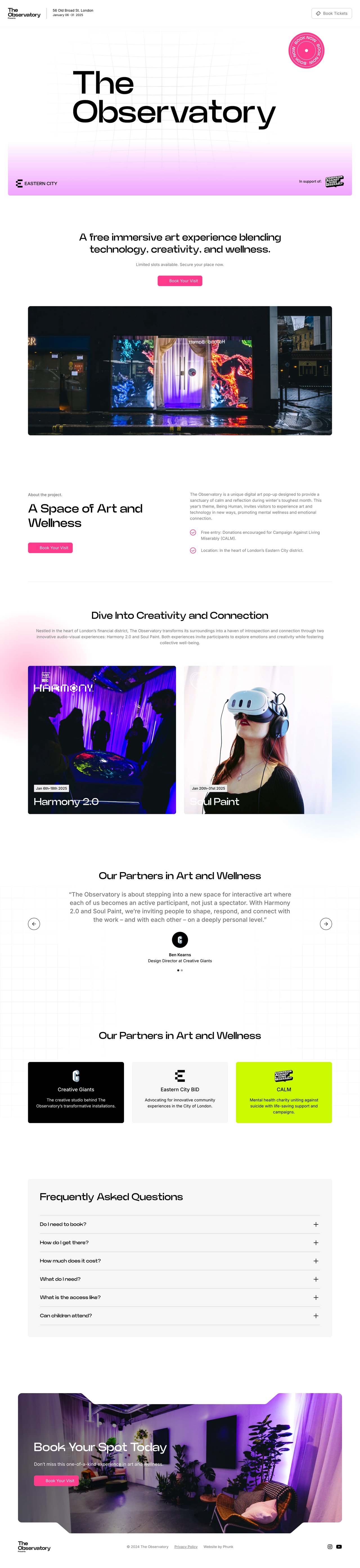 The Observatory Website Screenshot