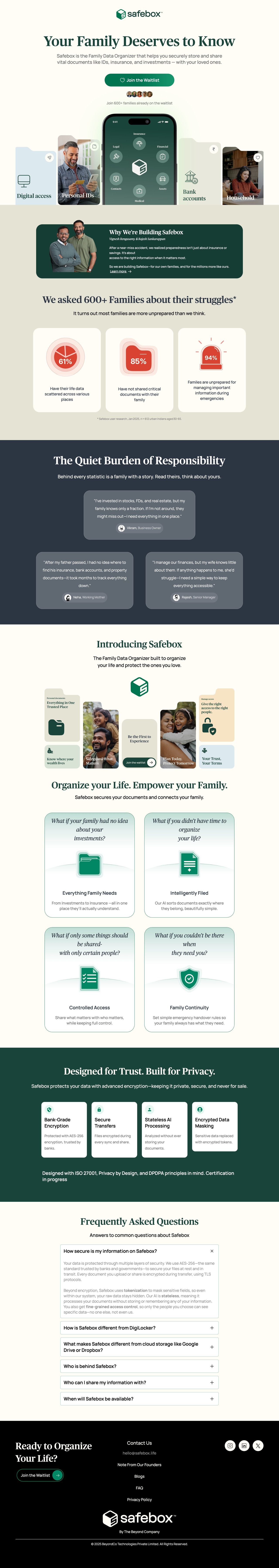 Safebox Website Screenshot