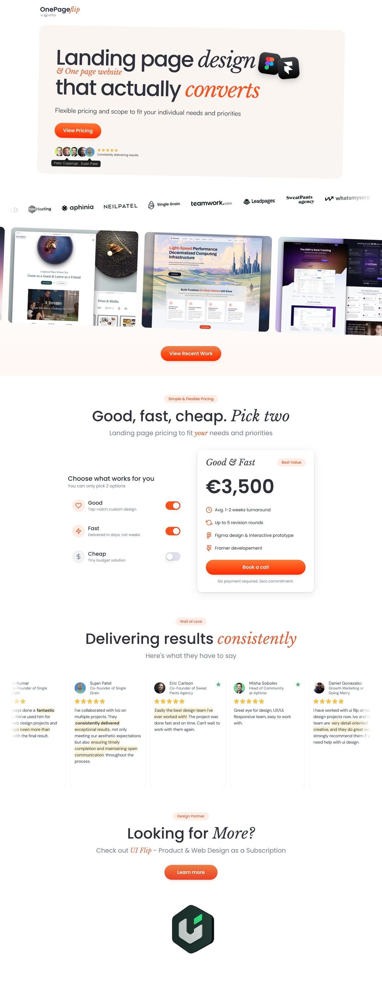 OnePageflip Website Screenshot