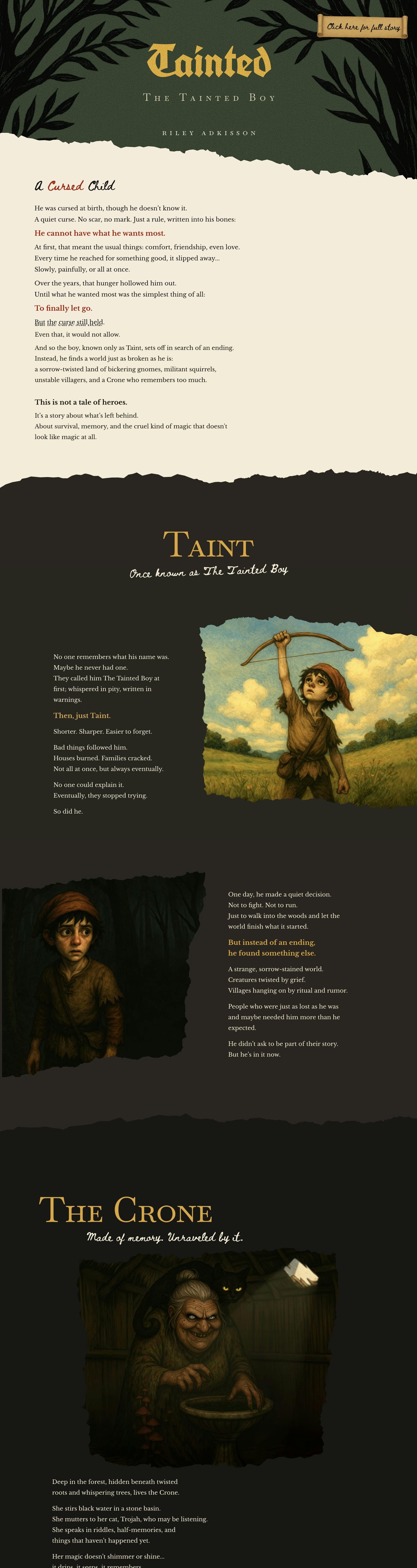 Tainted Story Website Screenshot