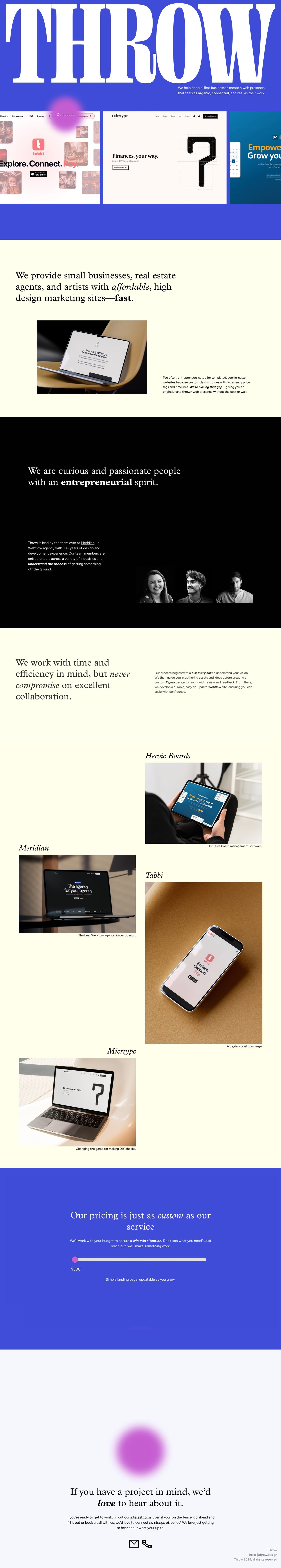 Throw Website Screenshot