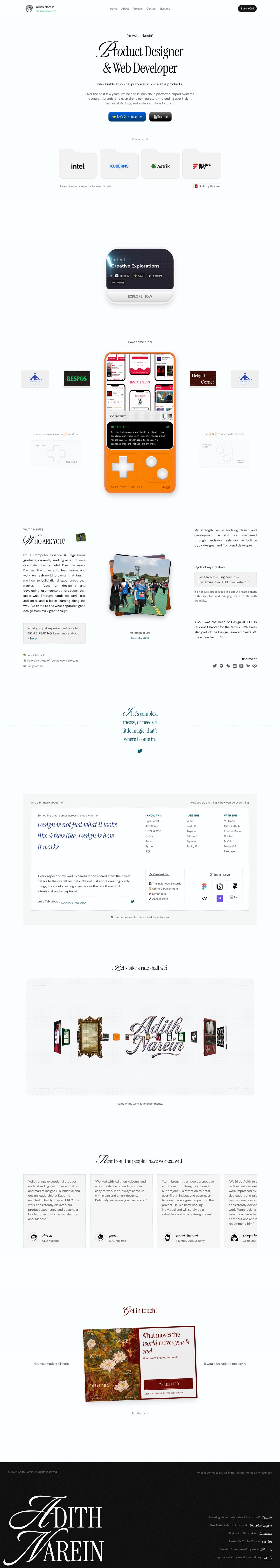 Adith Narein Website Screenshot