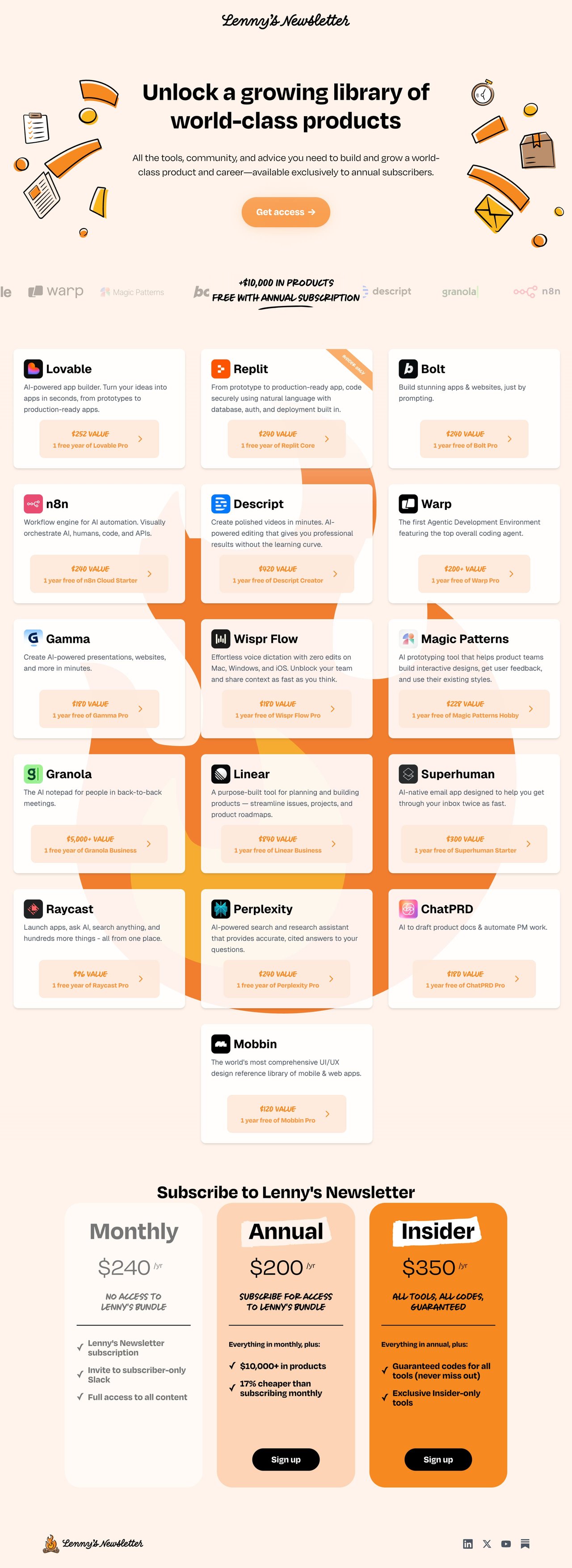 Lenny’s Newsletter Product Pass Website Screenshot