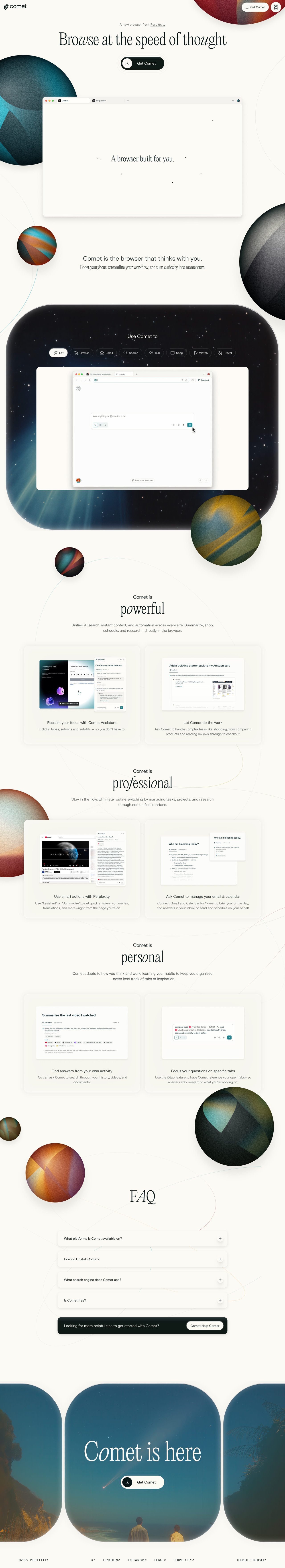 Comet Website Screenshot