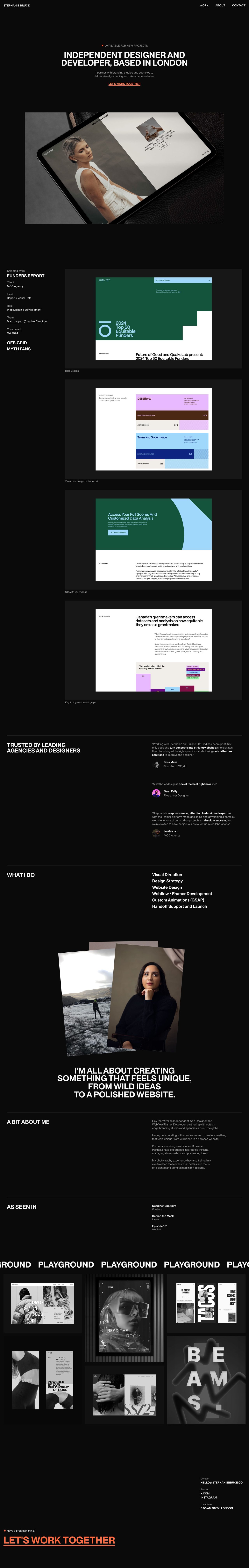 Stephanie Bruce Website Screenshot