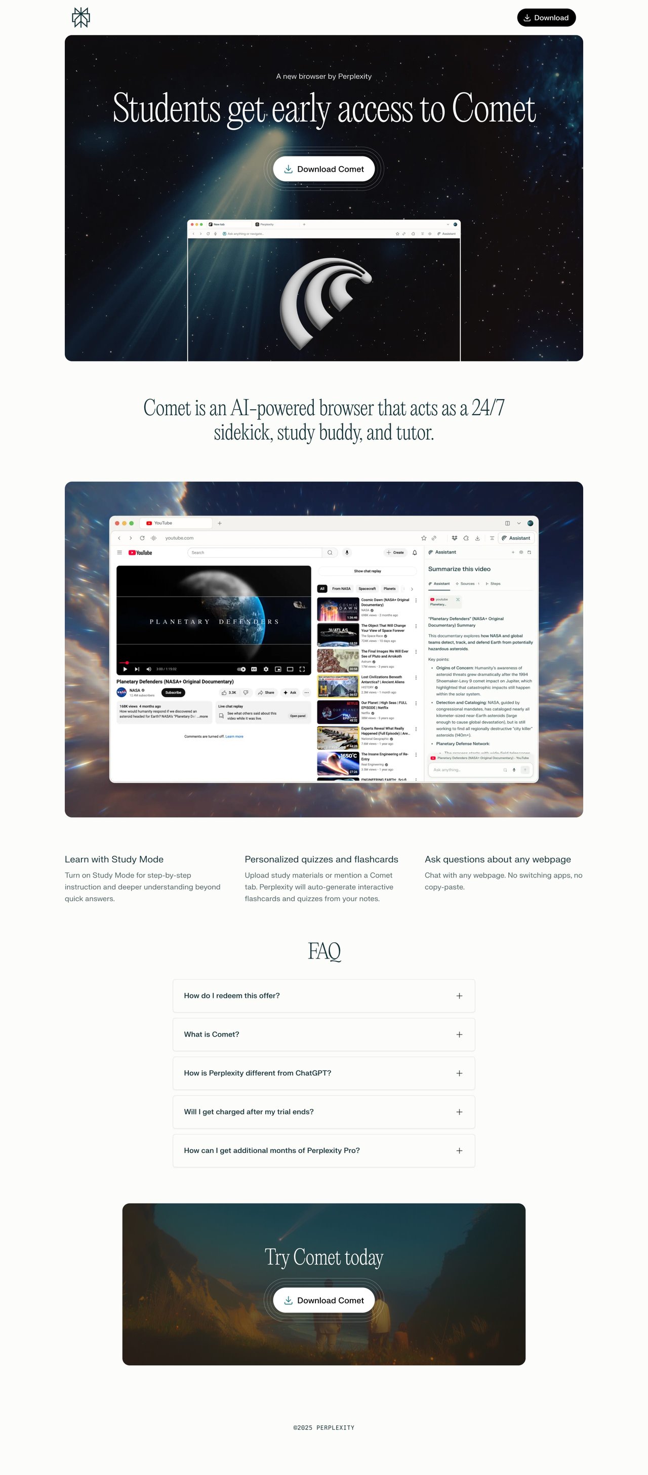 Comet – Student Access Website Screenshot