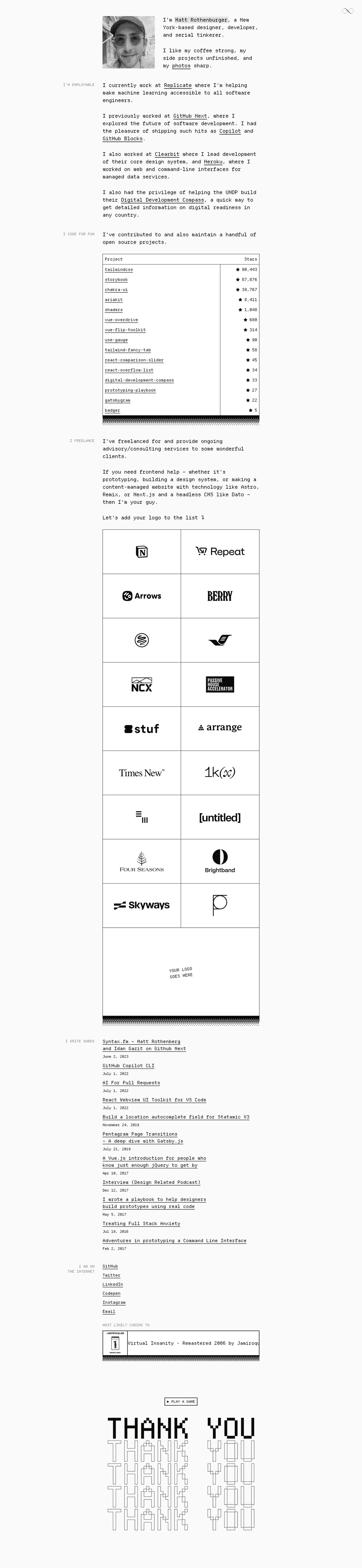 Matt Rothenberg Website Screenshot