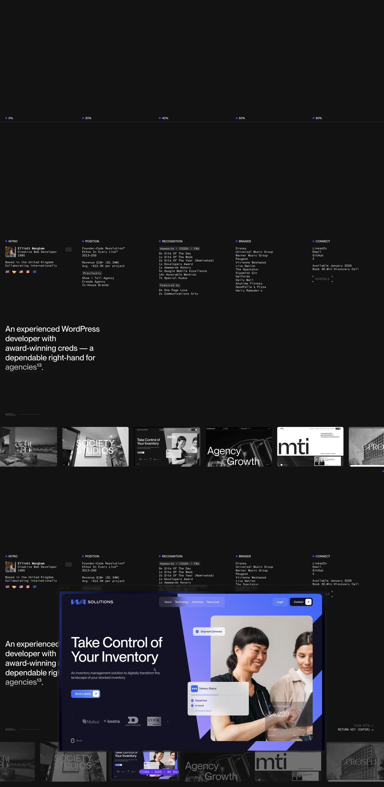 Elliott Mangham Website Screenshot