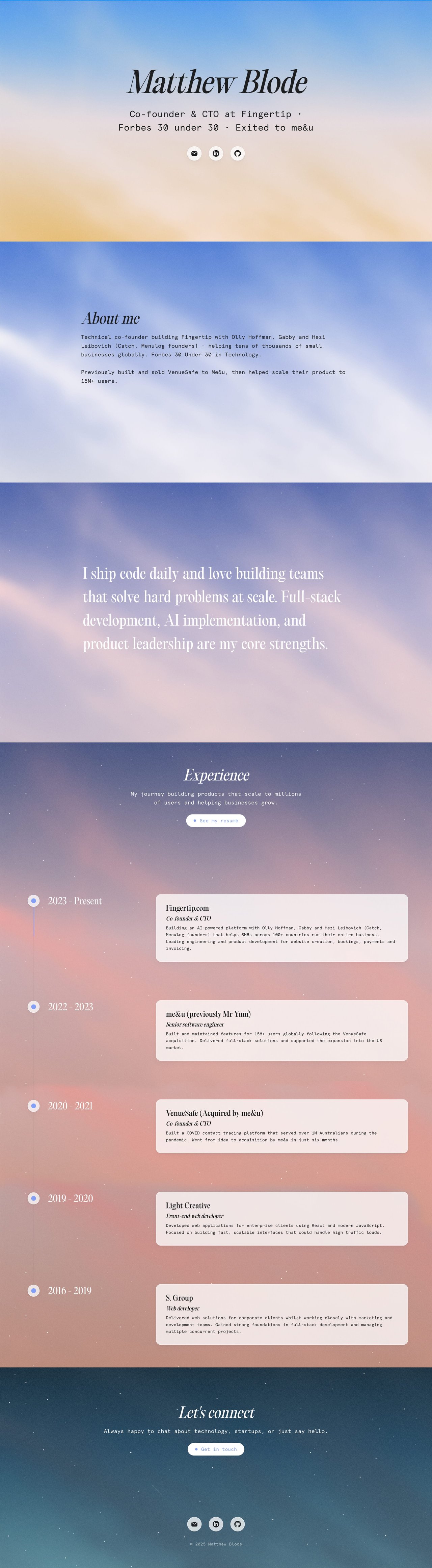 Matthew Blode Website Screenshot