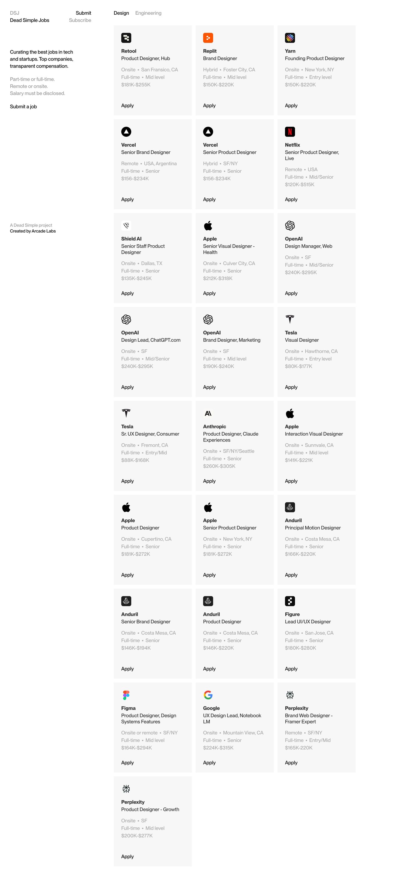 Dead Simple Jobs Website Screenshot