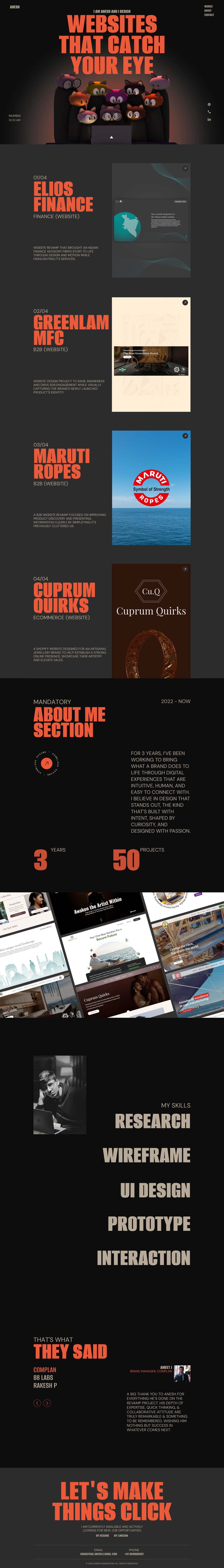 Anesh Kangutkar Website Screenshot