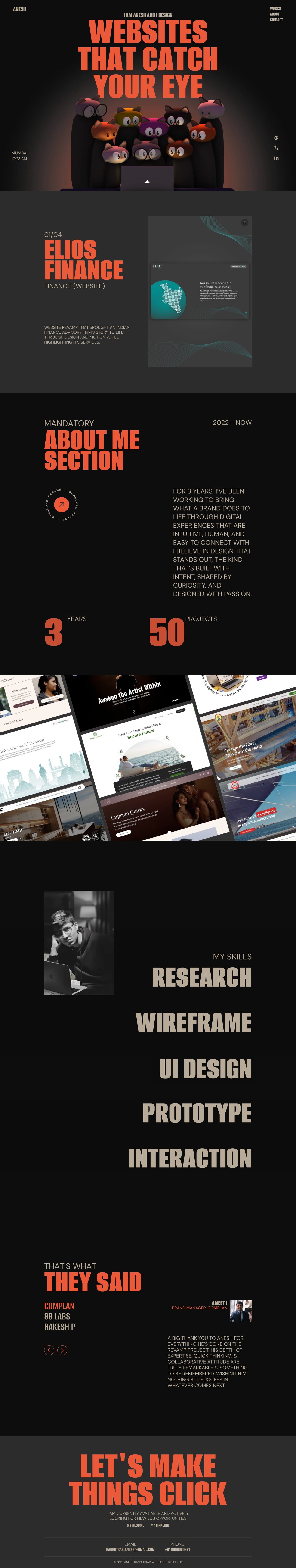 Anesh Kangutkar Website Screenshot