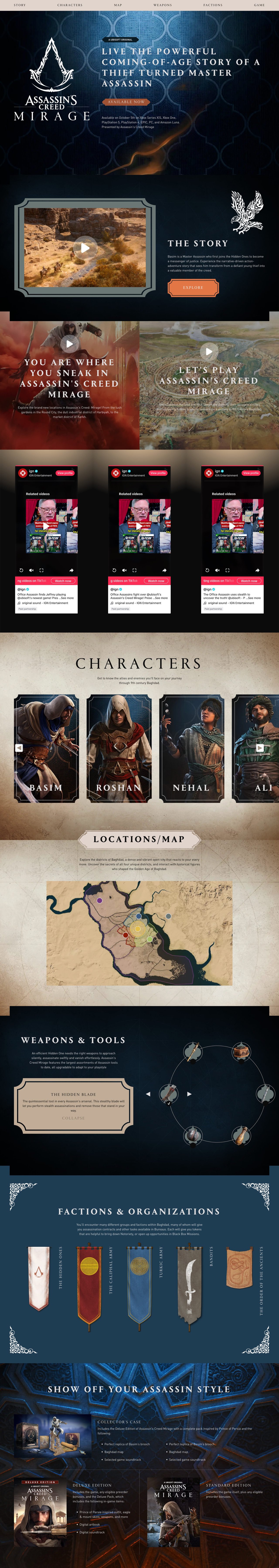 Assassins Creed Mirage Website Screenshot
