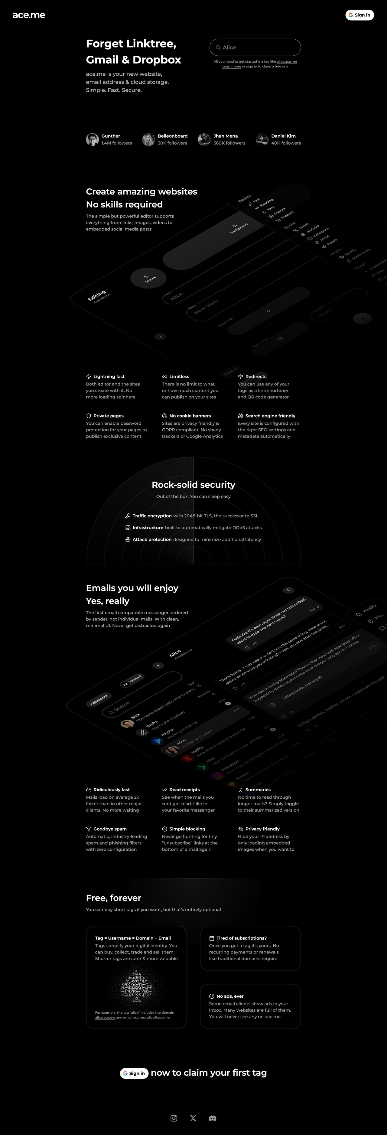 ace.me Website Screenshot