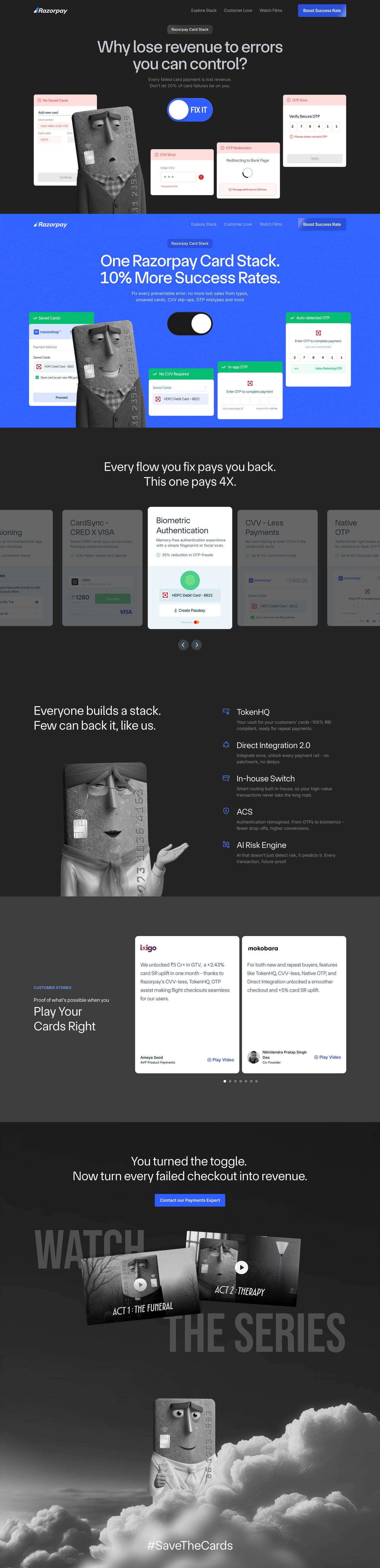 Razorpay Card Stack Website Screenshot
