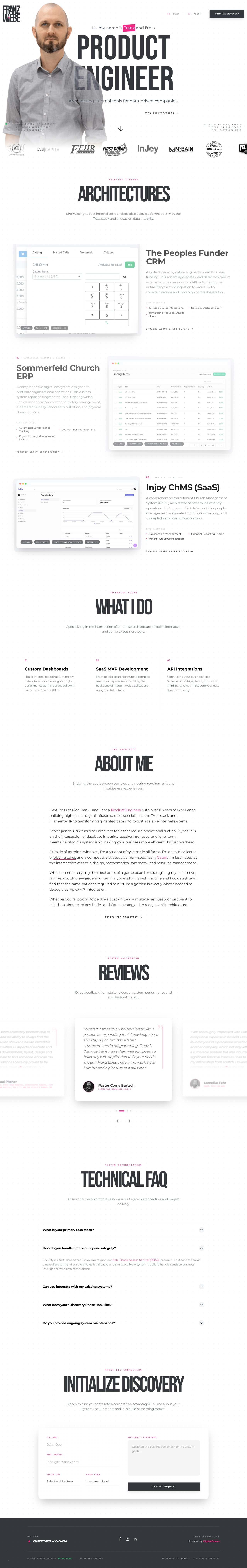 Franz Wiebe Website Screenshot