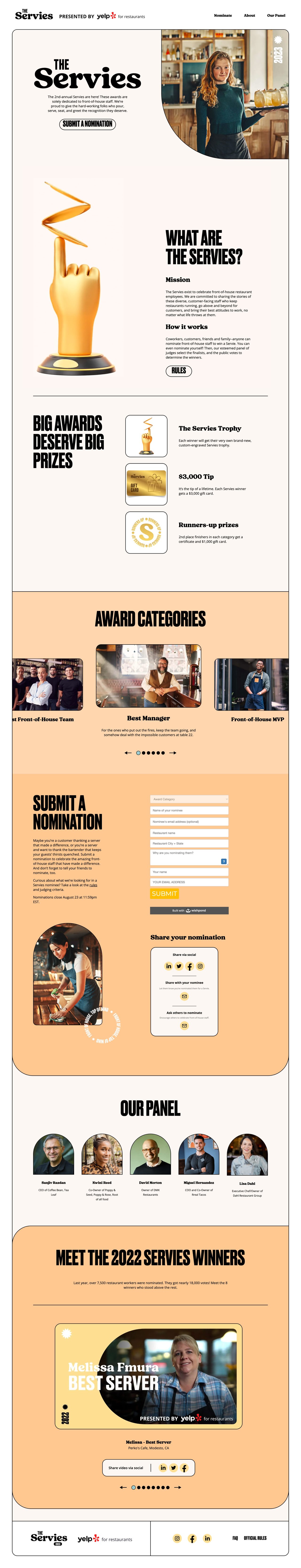 The Servies Awards Website Screenshot