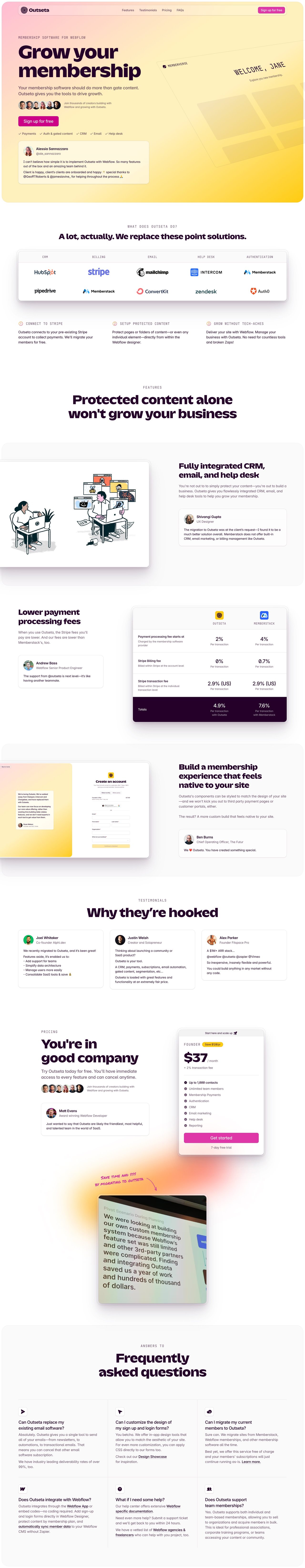 Outseta – Memberstack alternative Website Screenshot