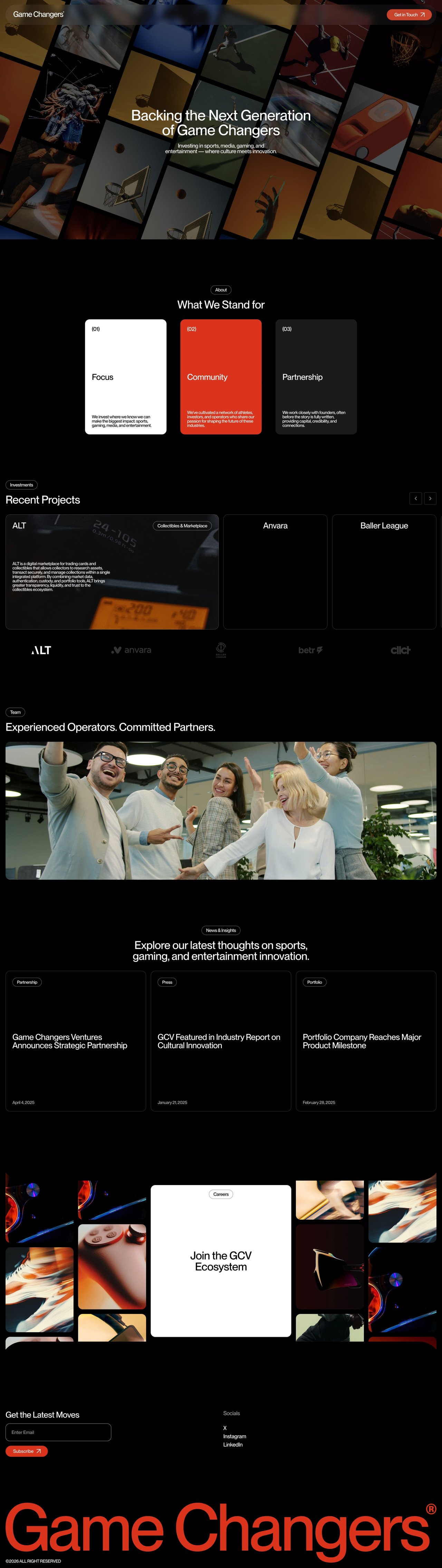 Game Changers Website Screenshot