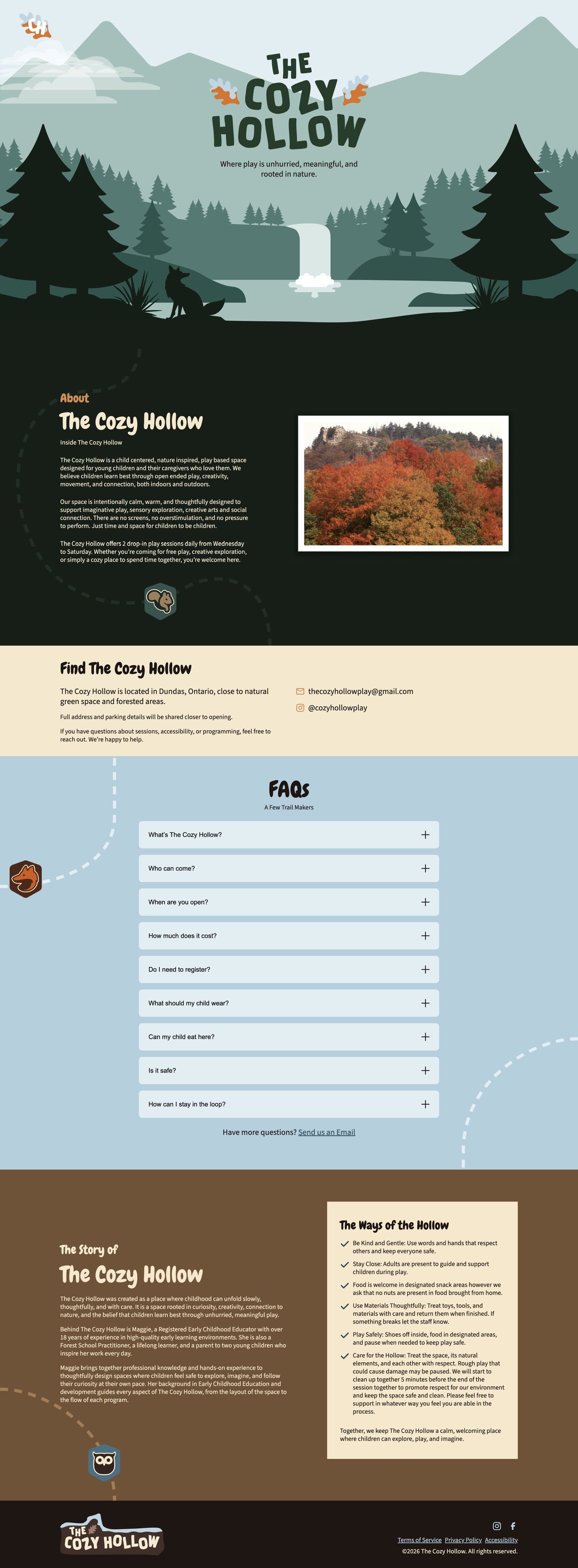 The Cozy Hollow Website Screenshot