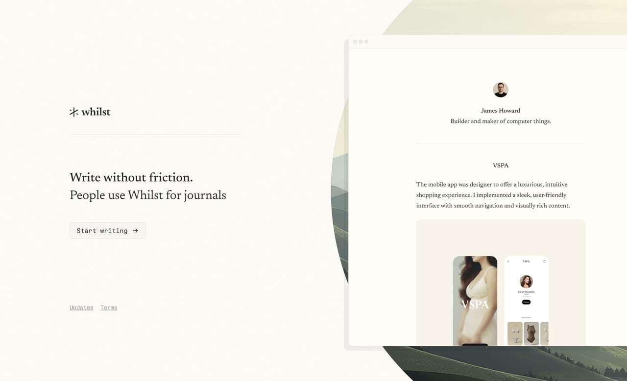 Whilst Website Screenshot