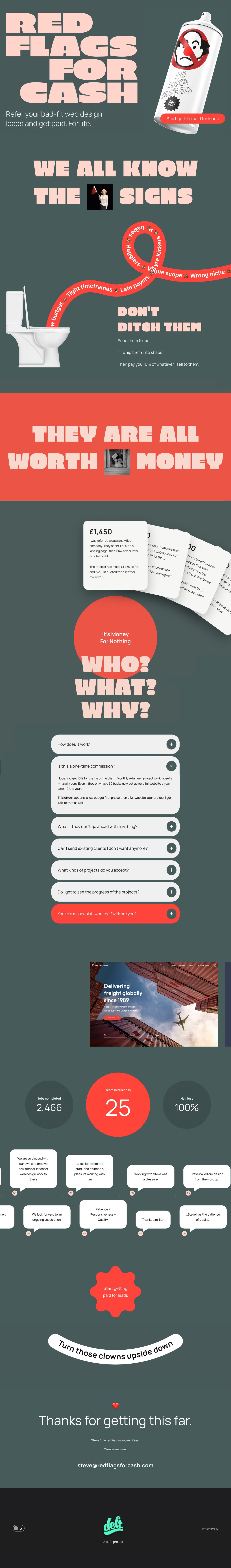 Red Flags for Cash Website Screenshot