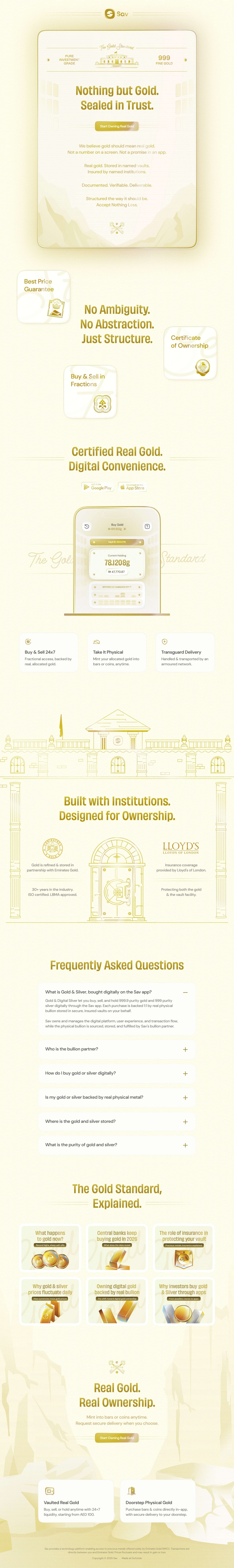 Sav Gold Website Screenshot