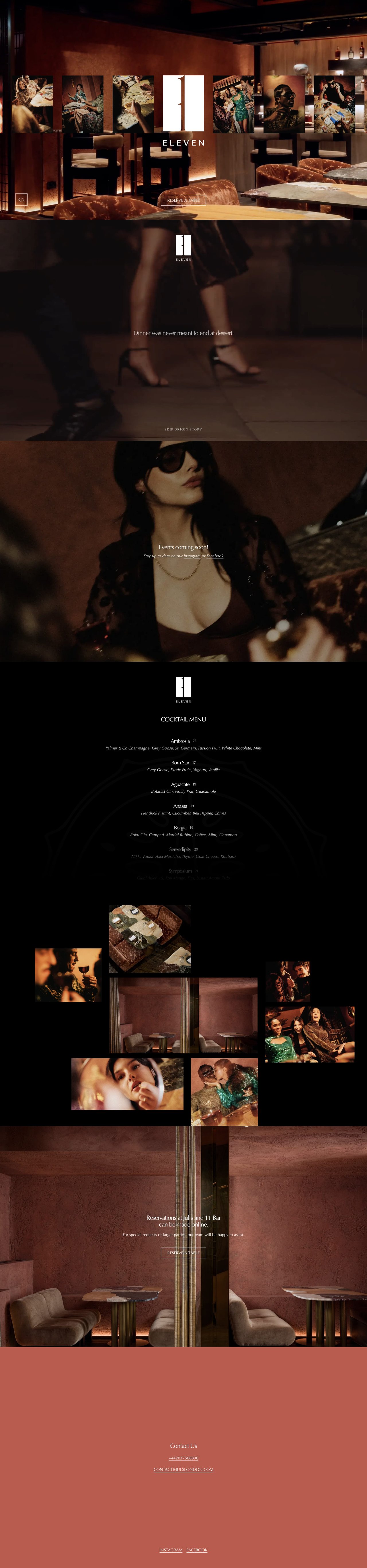 11 Bar Website Screenshot