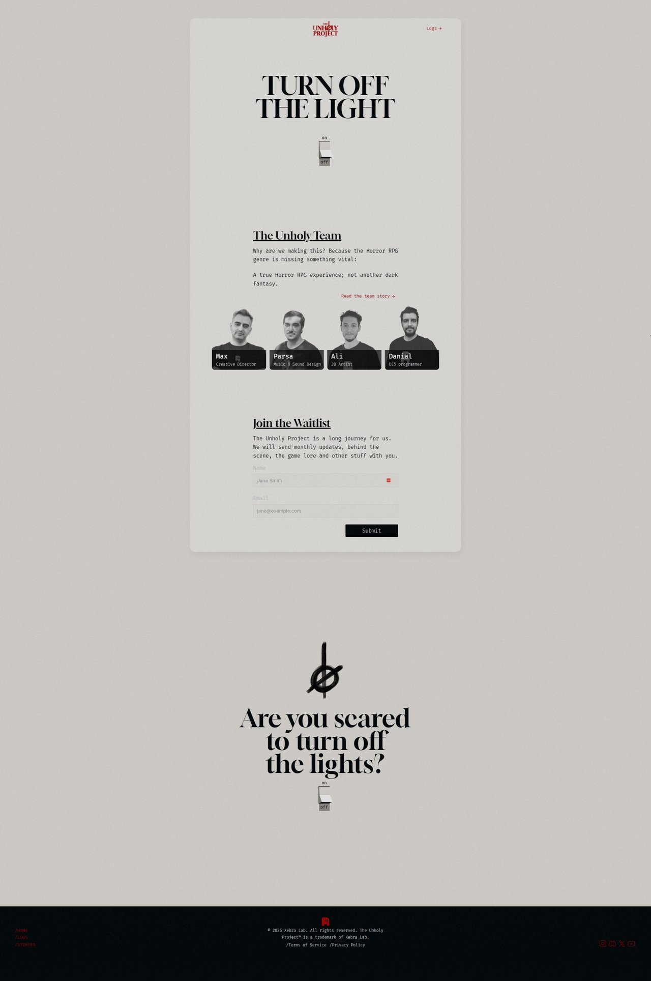 The Unholy Project Website Screenshot