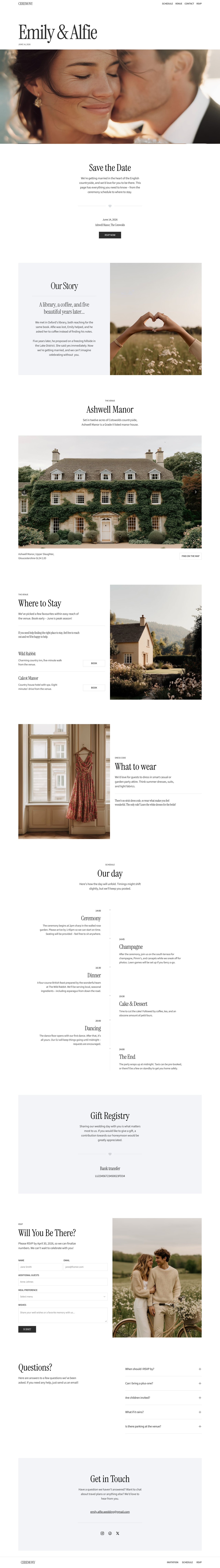 Ceremony Website Screenshot